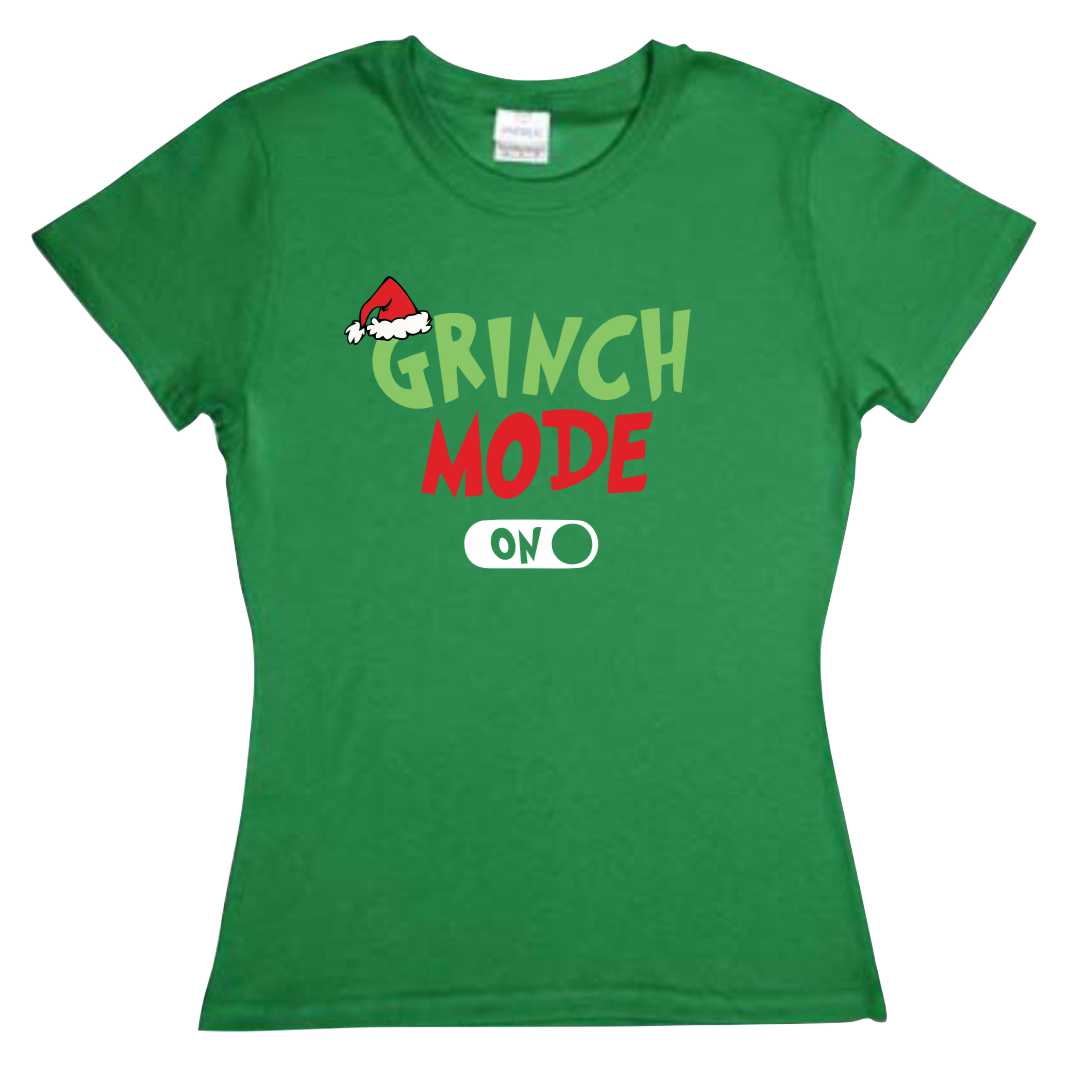 Playera Grinch Mode On Navidad Dama / Caballero o Infantil evento Familia Reunion