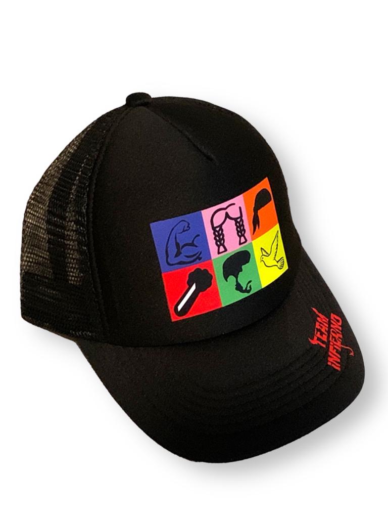 Gorra Team Infierno La Casa de los famosos tipo trucker malla