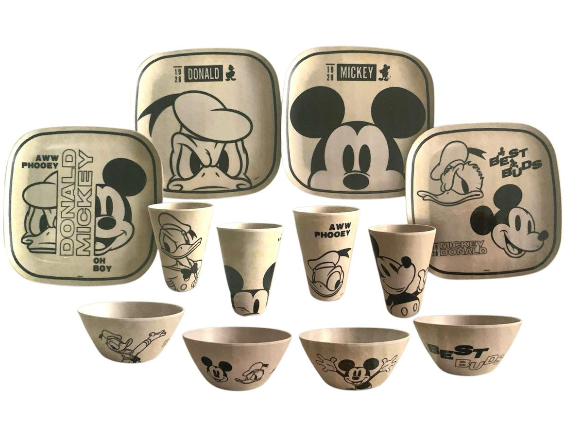 Vajilla Mickey Mouse & Pato Donald de Bambu 12 piezas