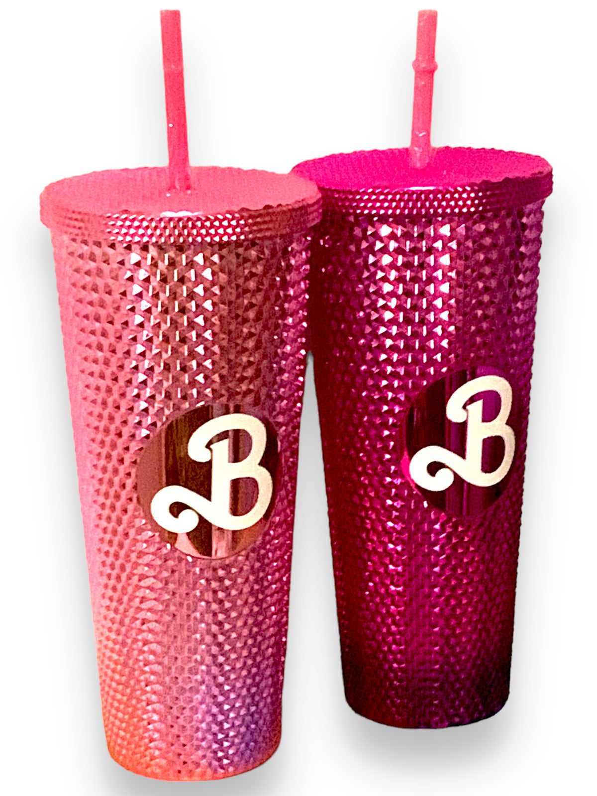 Vaso  Barbie Texturizado Tachuelas con popote termico capacidd 24 onzas