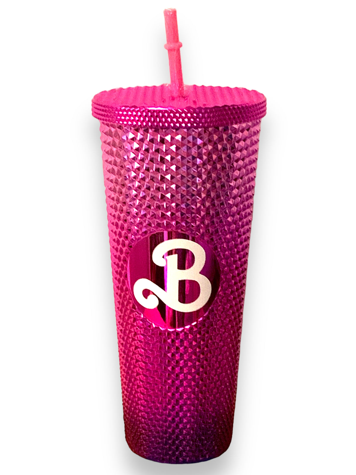 Vaso  Barbie Texturizado Tachuelas con popote termico capacidd 24 onzas