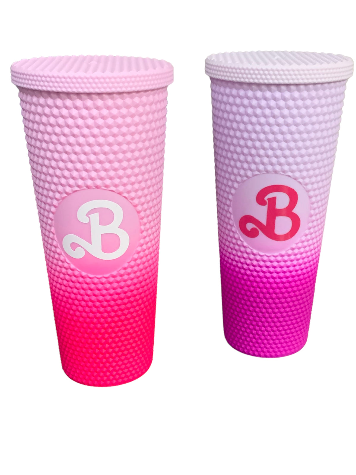 Vaso  Barbie Texturizado Tachuelas con popote termico capacidd 24 onzas