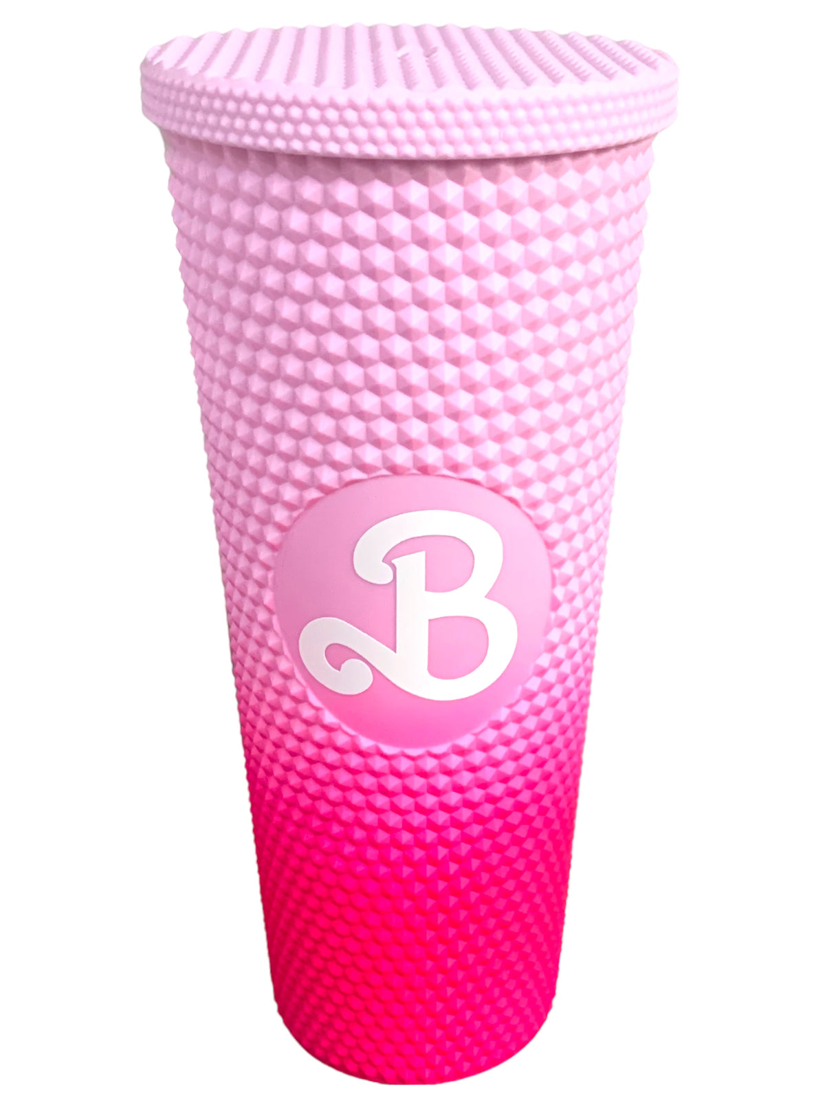 Vaso  Barbie Texturizado Tachuelas con popote termico capacidd 24 onzas