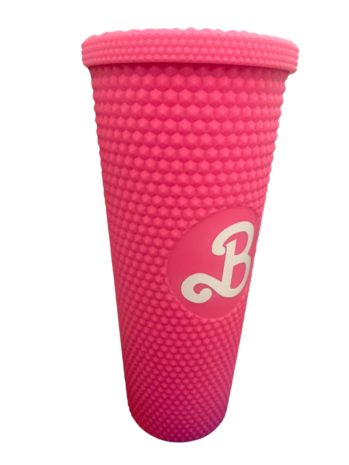 Vaso  Barbie Texturizado Tachuelas con popote termico capacidd 24 onzas
