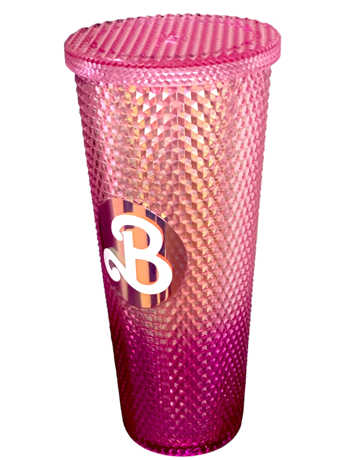 Vaso  Barbie Texturizado Tachuelas con popote termico capacidd 24 onzas