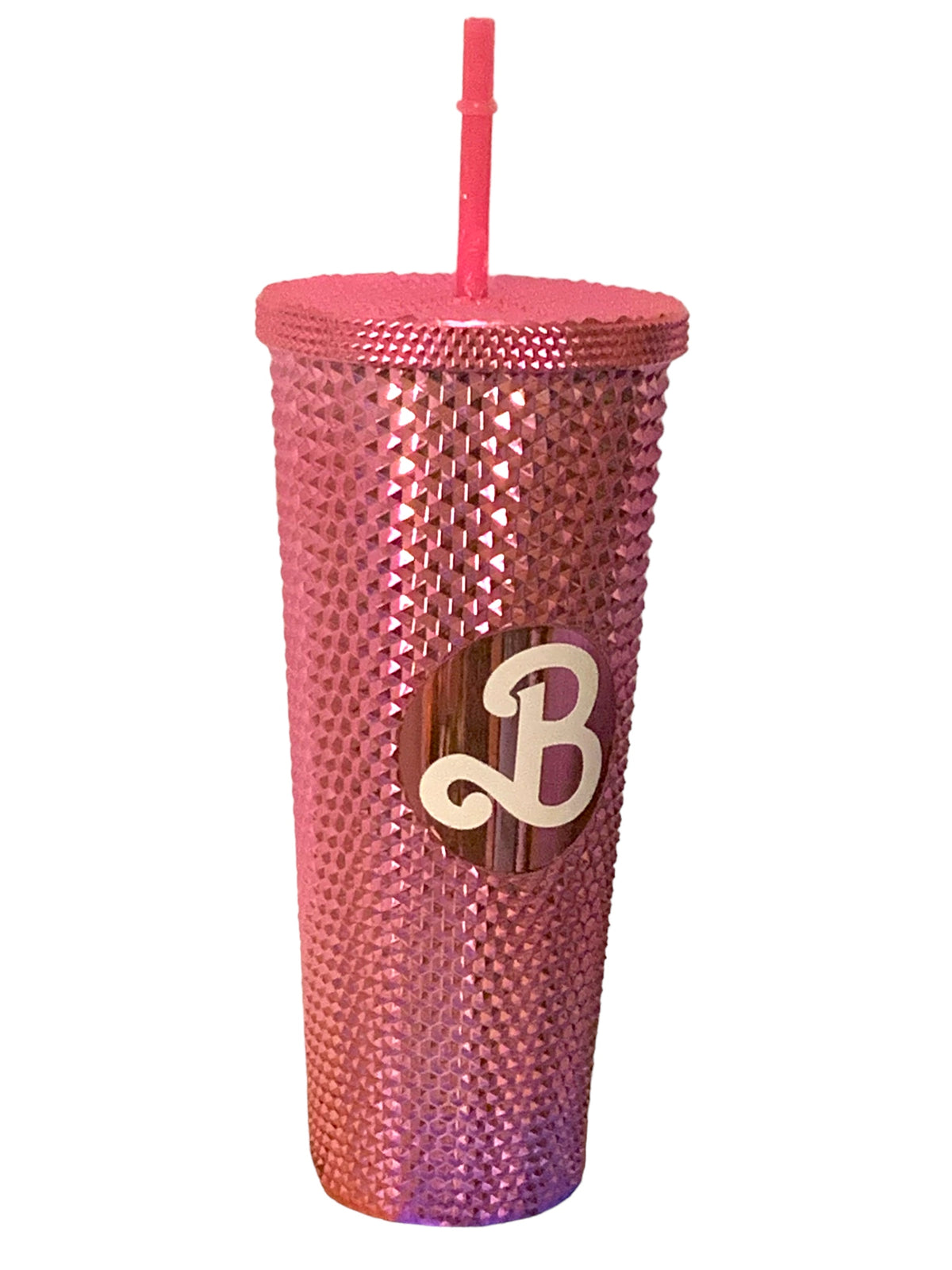 Vaso  Barbie Texturizado Tachuelas con popote termico capacidd 24 onzas