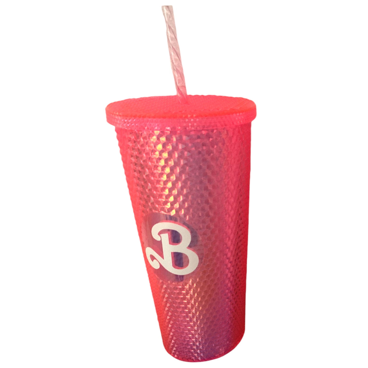 Vaso  Barbie Texturizado Tachuelas con popote termico capacidd 24 onzas