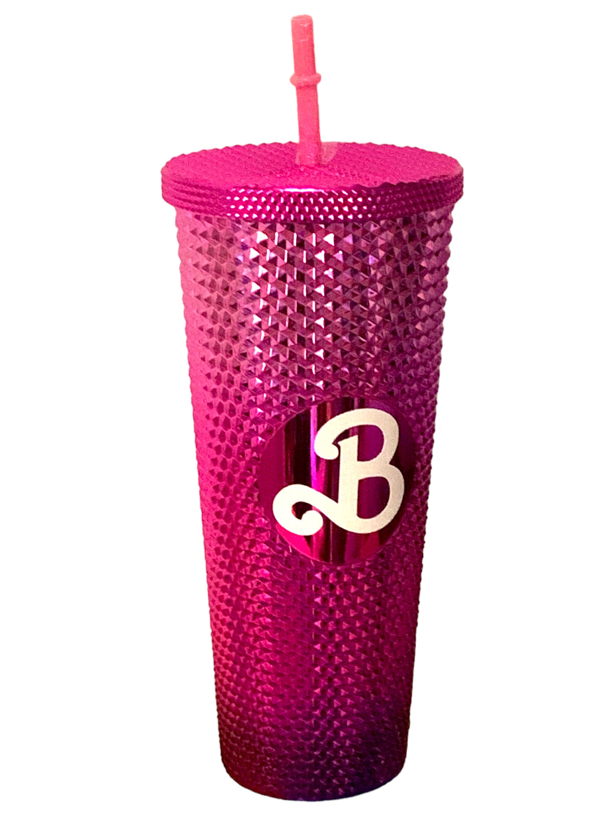 Vaso  Barbie Texturizado Tachuelas con popote termico capacidd 24 onzas