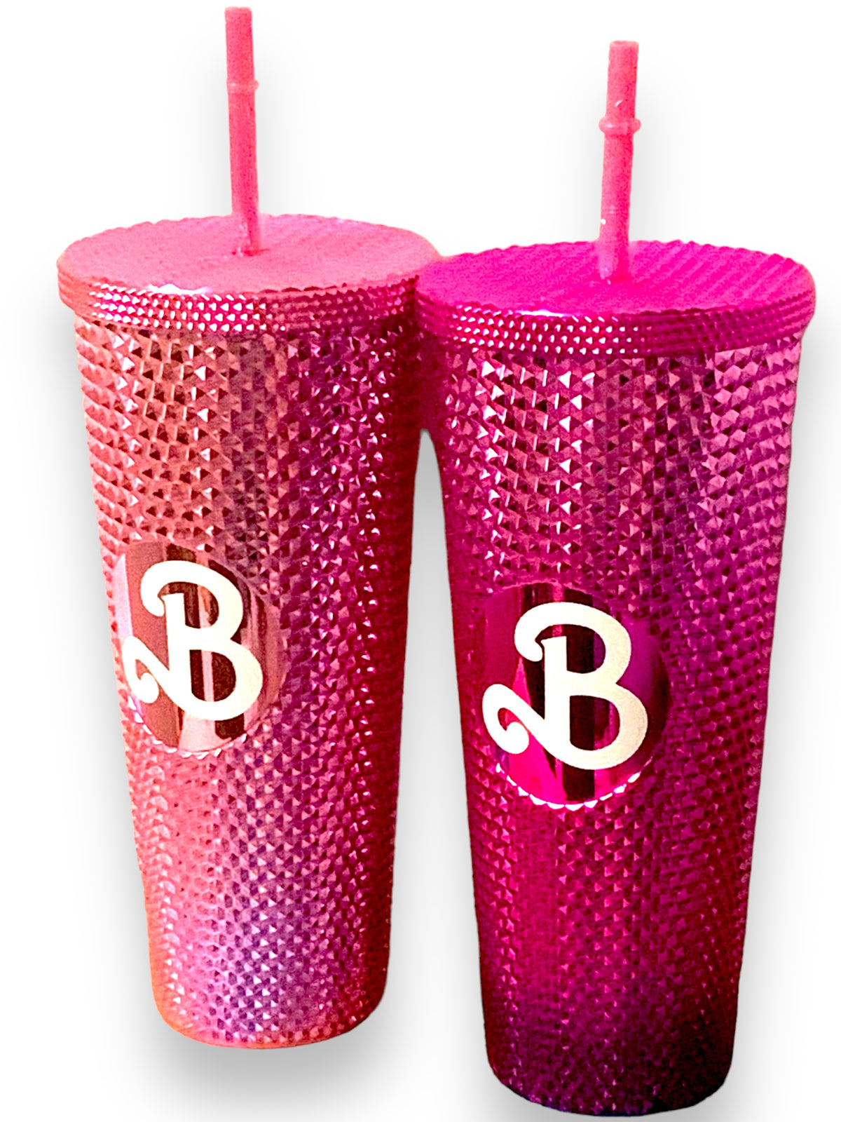 Vaso  Barbie Texturizado Tachuelas con popote termico capacidd 24 onzas