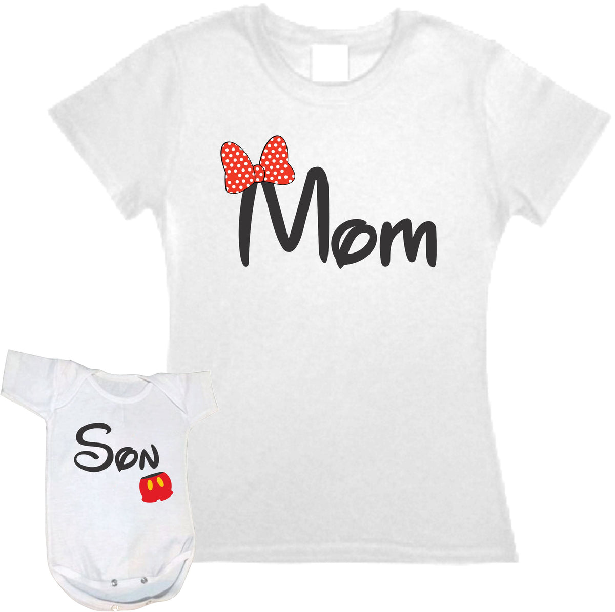 Set 2 Playeras Mickey & Minnie Familia Duo Mama Hijo Fiesta Viaje Dia de las Madres