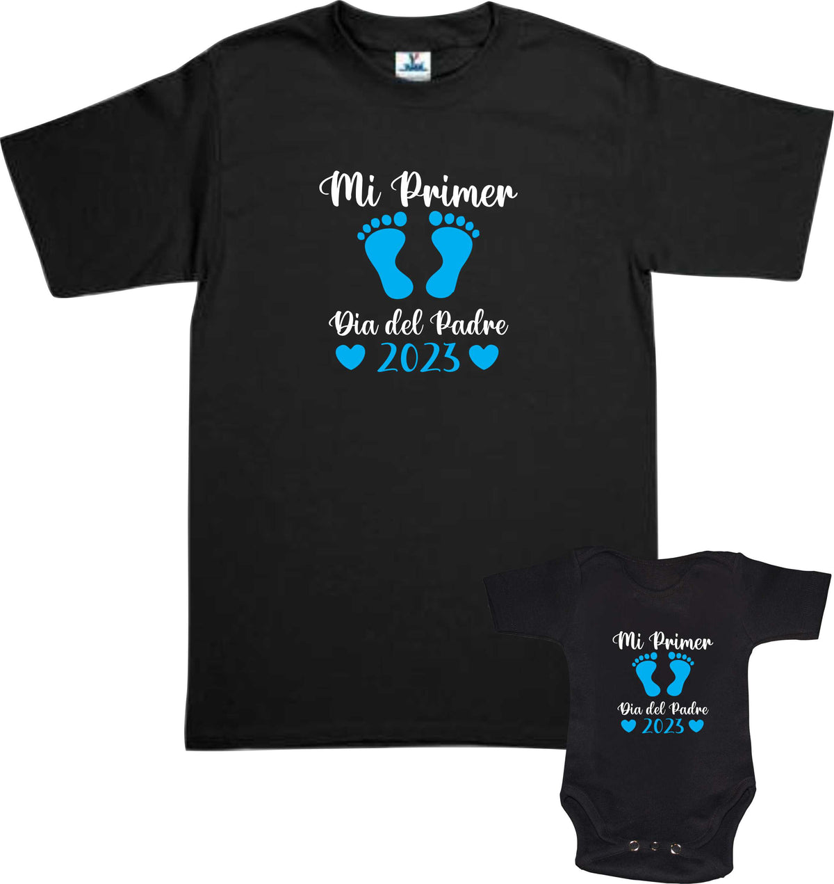 Set 2 playeras Mi Primer dia del Padre Duo Papá e hijo Familia Evento Baby Shower