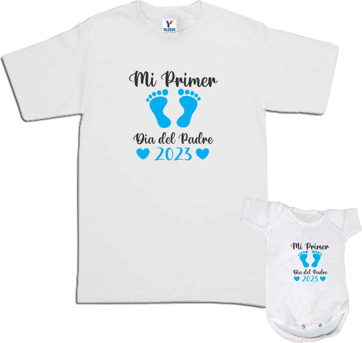 Set 2 playeras Mi Primer dia del Padre Duo Papá e hijo Familia Evento Baby Shower