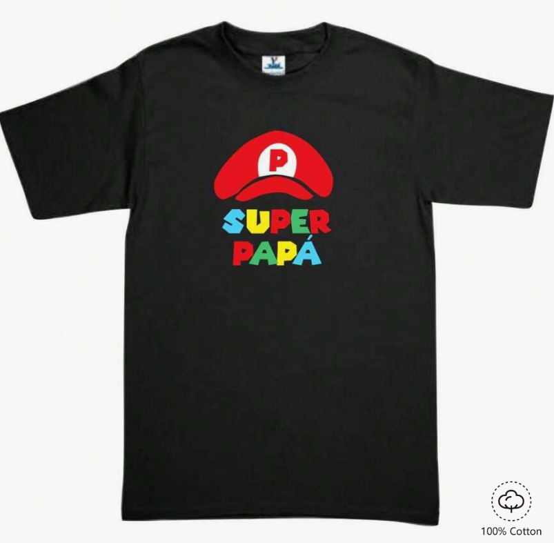 playera Super Dadddio Padre papa Dia del Padre Familia Evento Duo Papá e Hijo Mario