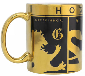 Taza Harry Potter Ceramica 4 casas de hogwarts Gryffindor Slytherin Rvenclaw Hufflepuff Metalizado