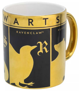 Taza Harry Potter Ceramica 4 casas de hogwarts Gryffindor Slytherin Rvenclaw Hufflepuff Metalizado