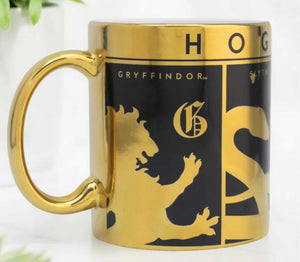 Taza Harry Potter Ceramica 4 casas de hogwarts Gryffindor Slytherin Rvenclaw Hufflepuff Metalizado