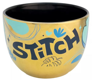 Tazon Stitch Metalizado Cerealero Ceramica Dorado Taza Jumbo Tarro 710 ml