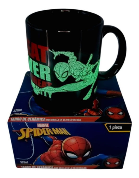 Spiderman Taza Mágica Brilla Obscuridad El Hombre Araña Marvel 340ml Caja