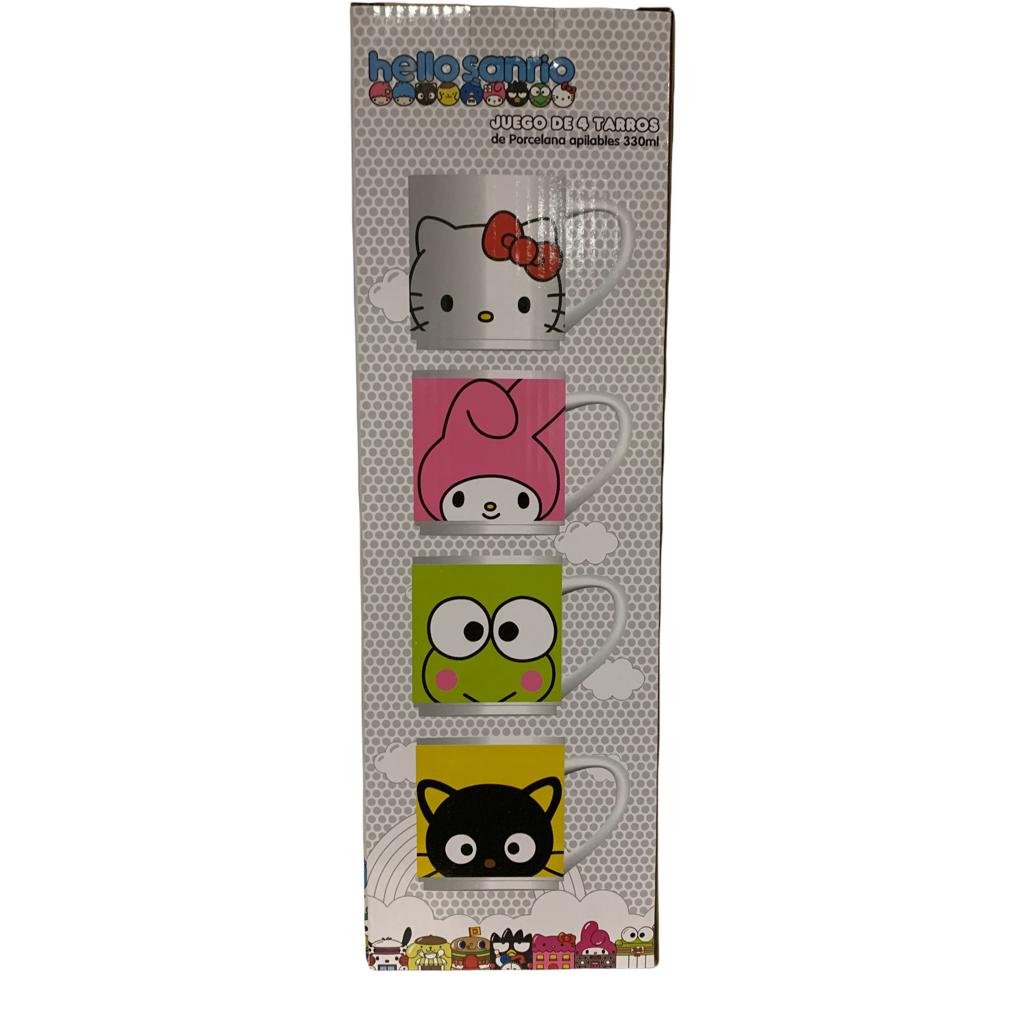 Set Hello Kitty Sanrio 4 Tarros Apilables 4 Personajes Keroppi My Melody 330 ml Tazas Ceramica