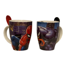 Cargar imagen en el visor de la galería, Set 2 Tazas Spiderman &amp; Venom Pareja Amistad Marvel Tarros con Cucharas Hombre Araña
