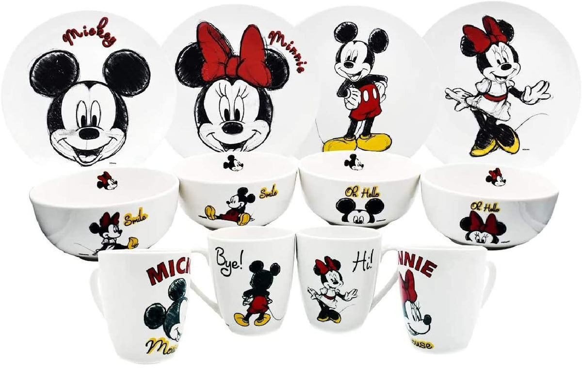 Vajilla Porcelana Disney Mickey & Minnie Mouse 12pz