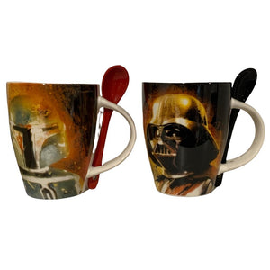 Set Tazas Star Wars Darth Vader & Boba Fett Mandalorian Tarros con Cucharas