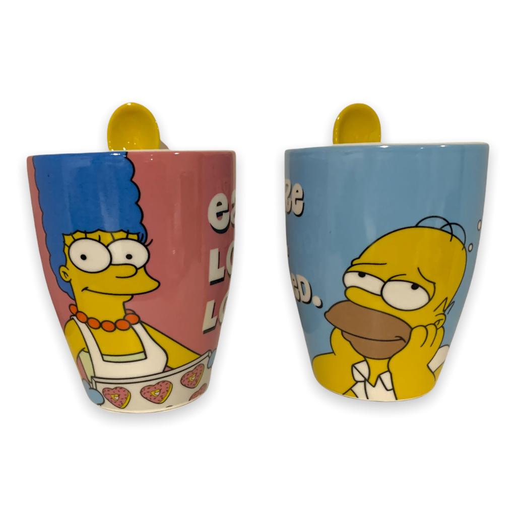 Los Simpson Juego de 2 Tarros con cuchara Homero & Marge  Novios Pareja  San Valentin