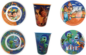 Luca Disney Pixar Vajilla con 12 piezas para 4 personas de Melamina, con plato, tazón y vaso de 450 ml