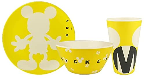 Mickey Mouse Vajilla Ecologica De Bambú Disney Colección 12 Piezas Para 4 personas