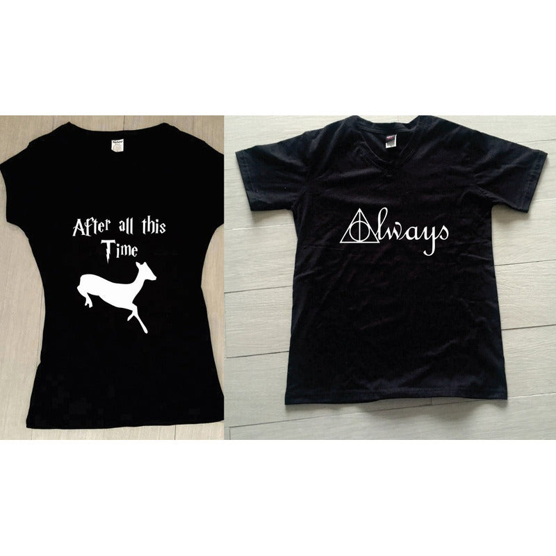 Pkt 2 Playeras & 2 Tazas Harry Potter Negras Pareja Novios
