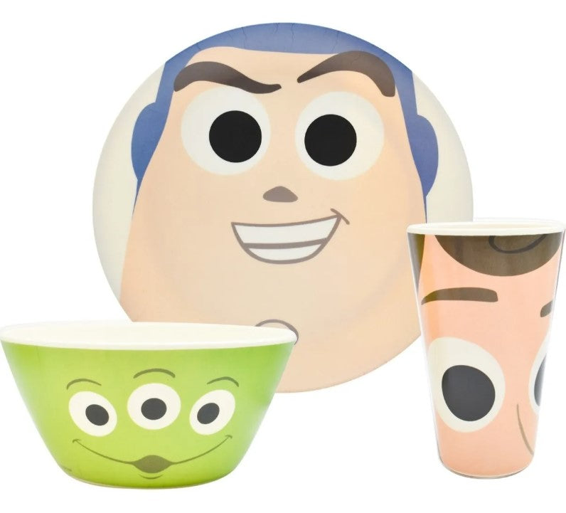 Vajilla Disney Pixar Bambú Ecológica 12p 4 Persona Colección Toy Story, Cars, Monster Inc, Donde esta Nemo.