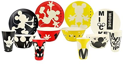 Mickey Mouse Vajilla Ecologica De Bambú Disney Colección 12 Piezas Para 4 personas