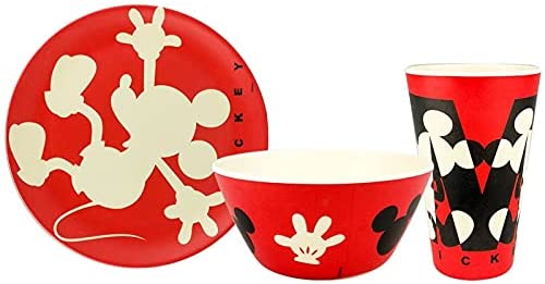 Mickey Mouse Vajilla Ecologica De Bambú Disney Colección 12 Piezas Para 4 personas