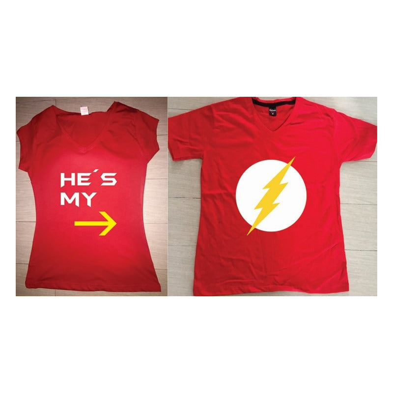 Pkt Playeras Flash Pareja Novios San Valentin