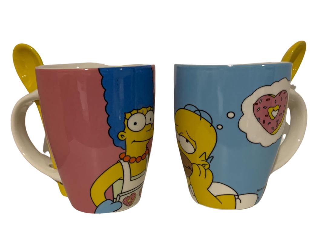 Los Simpson Juego de 2 Tarros con cuchara Homero & Marge  Novios Pareja  San Valentin