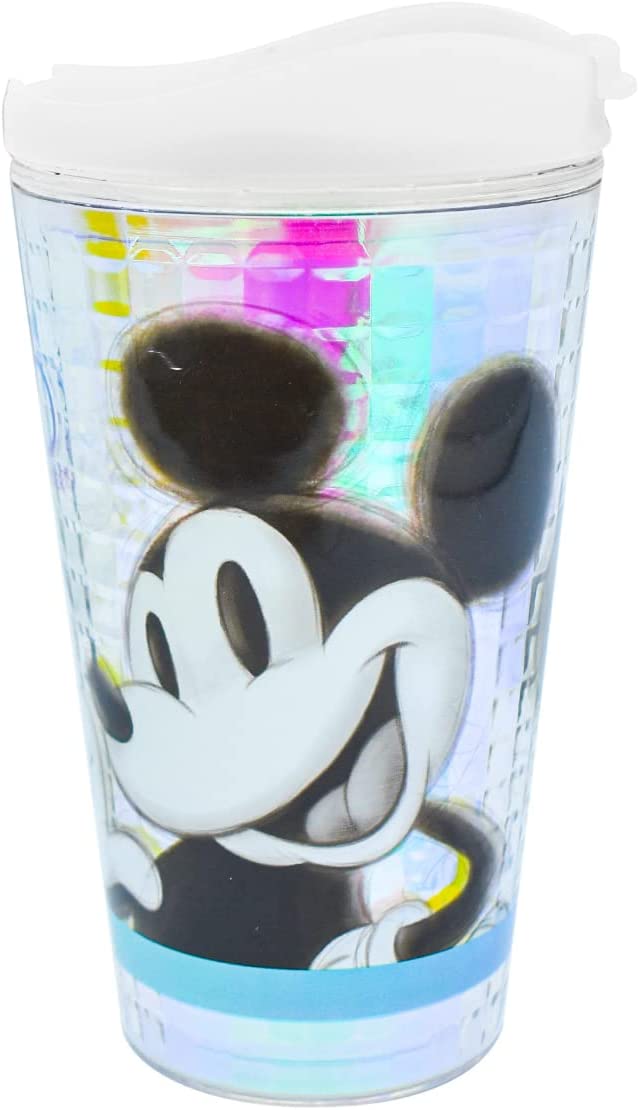 Disney Mickey y Minnie Mouse 100 Aniversario Vaso Doble Pared 100 Años Colección Disney 100 Years Of Wonder, Platinum, 500ml