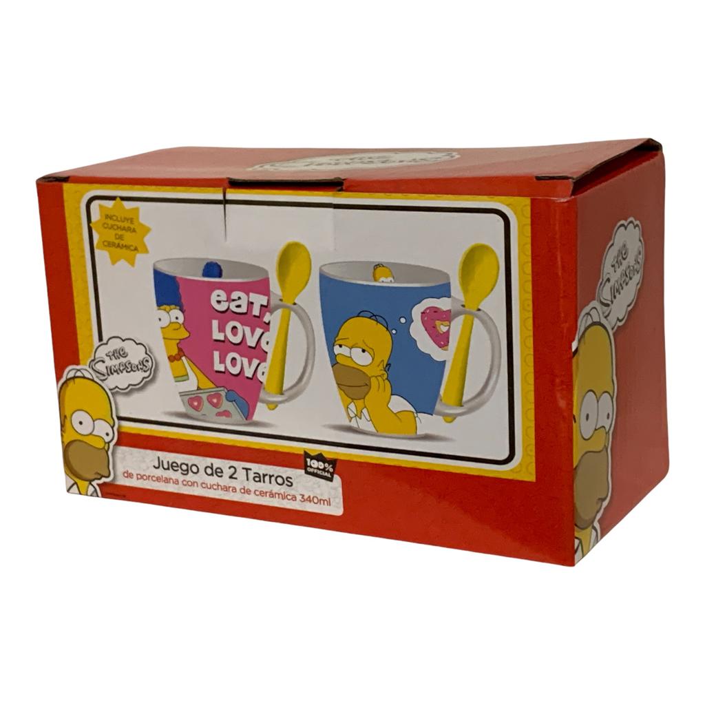Los Simpson Juego de 2 Tarros con cuchara Homero & Marge  Novios Pareja  San Valentin