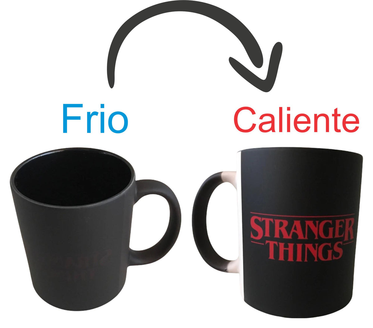 Taza Magica Stranger Things Fondo Negro Abecedario Run