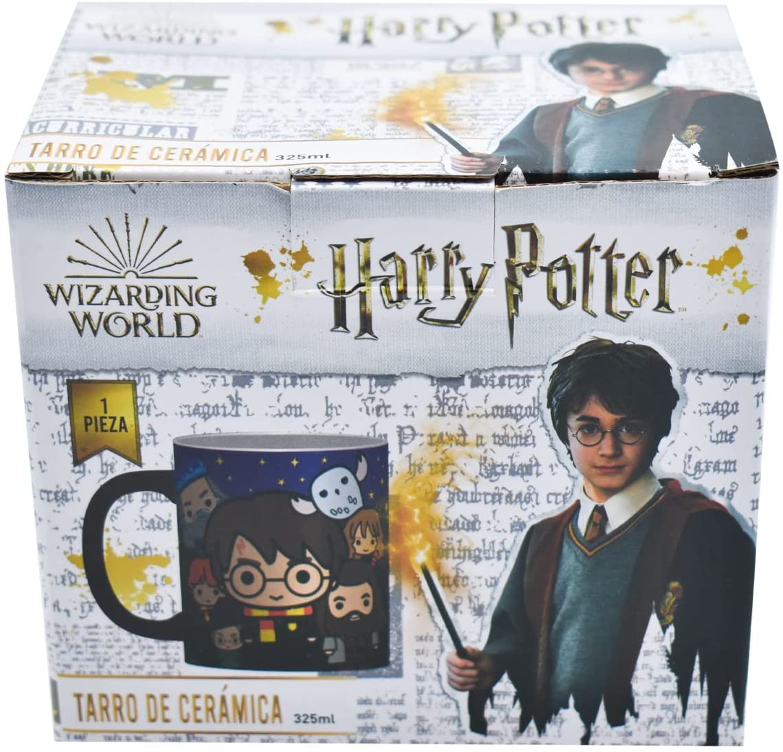 Taza Harry Potter Personajes con Caja 325 ml Tarro Dumbledore Hermione Ron Hagrid Hedwig