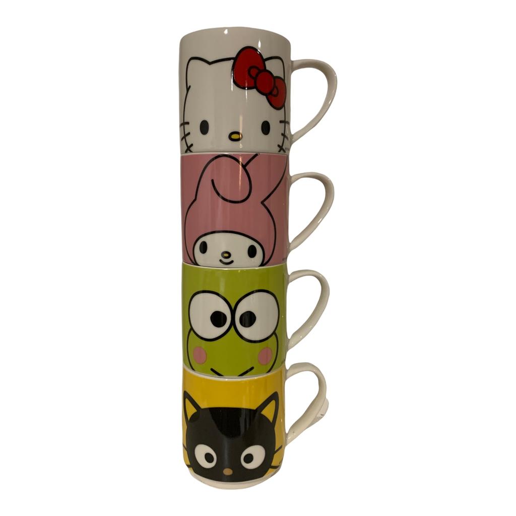 Set Hello Kitty Sanrio 4 Tarros Apilables 4 Personajes Keroppi My Melody 330 ml Tazas Ceramica