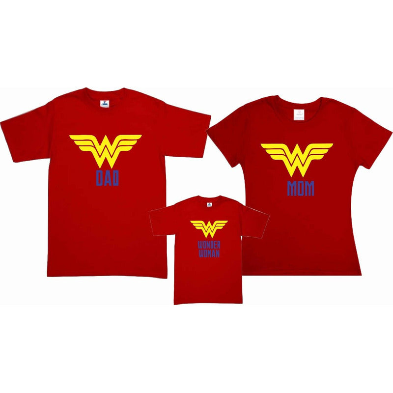 Pkt 3 Playeras Wonder Woman Familia Mujer Maravilla