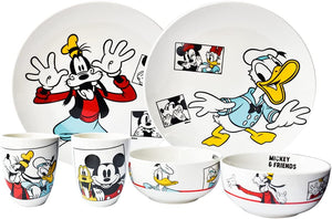 Vajilla Porcelana Disney Mickey, Minnie & Friends Retro 12pz