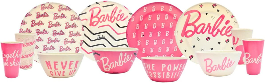 Vajilla Barbie de Bambu para 4 persona 12 piezas en total