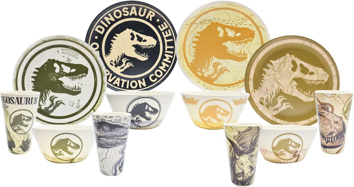 Jurassic Park Vajilla Bambu 12 piezas para 4 personas Jurrasic World