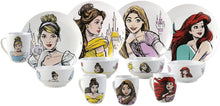 Cargar imagen en el visor de la galería, Vajilla Princesas Disney 12 Piezas Porcelana Ariel, Bella, Cenicienta, Rapunzel
