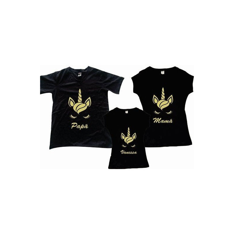 Pkt 3 Playeras Unicornio Evento Familia Personalizadas