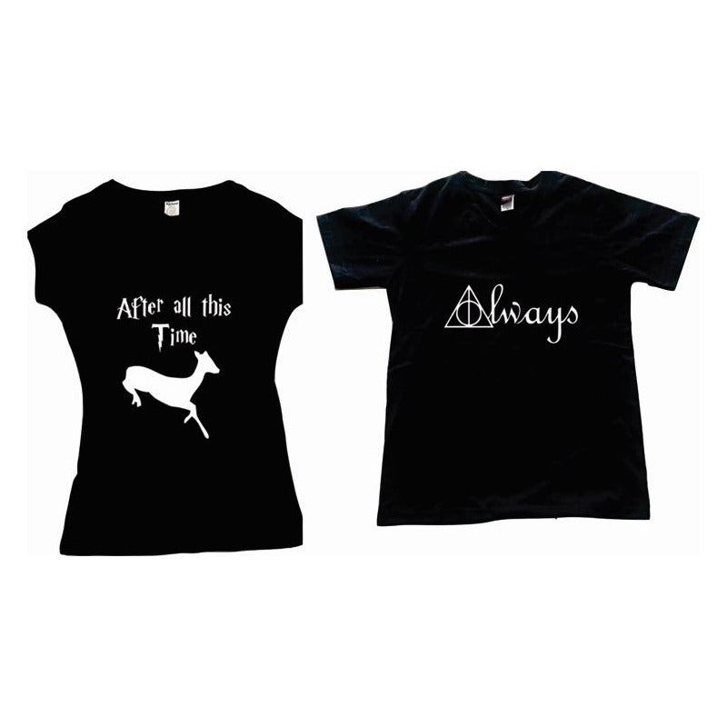 Pkt Playeras Harry Potter Negras Pareja Novios  Always