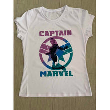 Cargar imagen en el visor de la galería, Playera Capitana Marvel Blanca Captain Avengers Capitán Mod3
