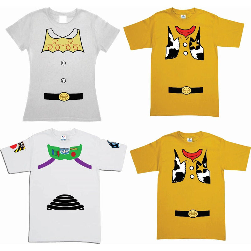 Pkt Jessie Woody Buzz Marciano 4 Playeras Toy Story Familia