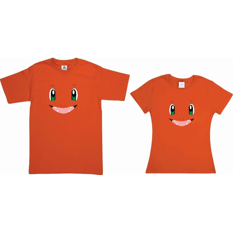 Pkt 2 Playeras Pokemon Charmander Pareja Familia Evento